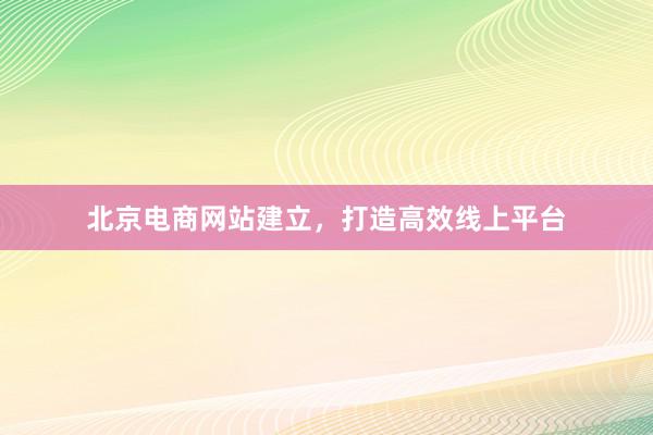 北京电商网站建立，打造高效线上平台